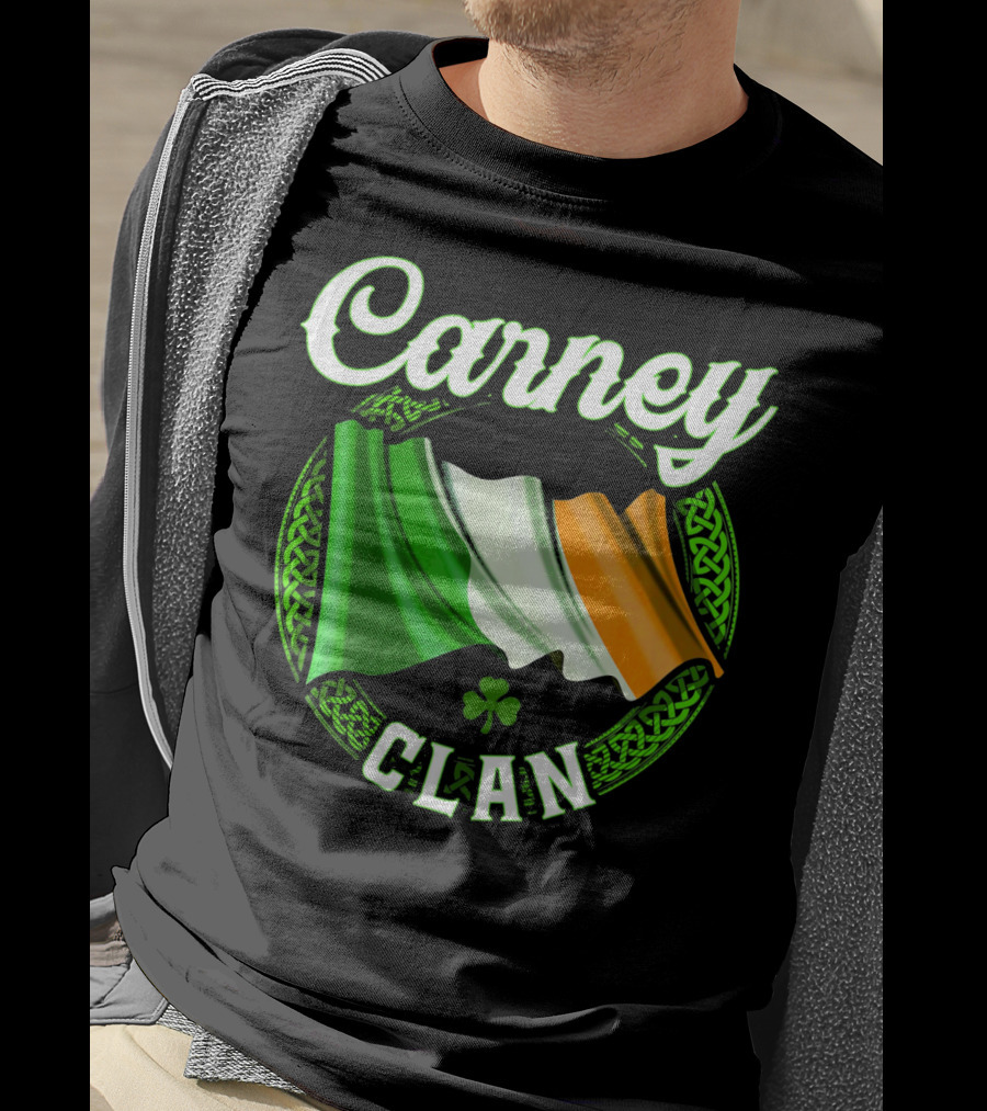 Carney Clan Irish Flag Ireland Celtic Knot Surname T-Shirt