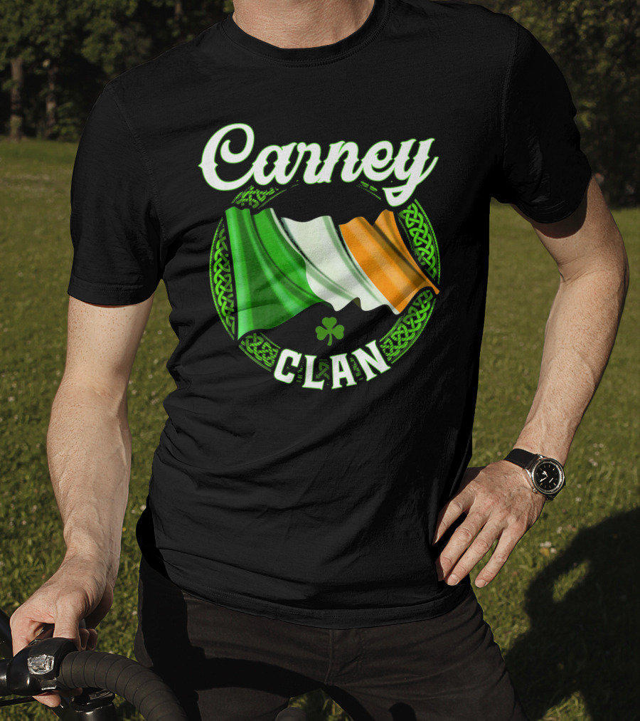 Carney Clan Irish Flag Ireland Celtic Knot Surname T-Shirt