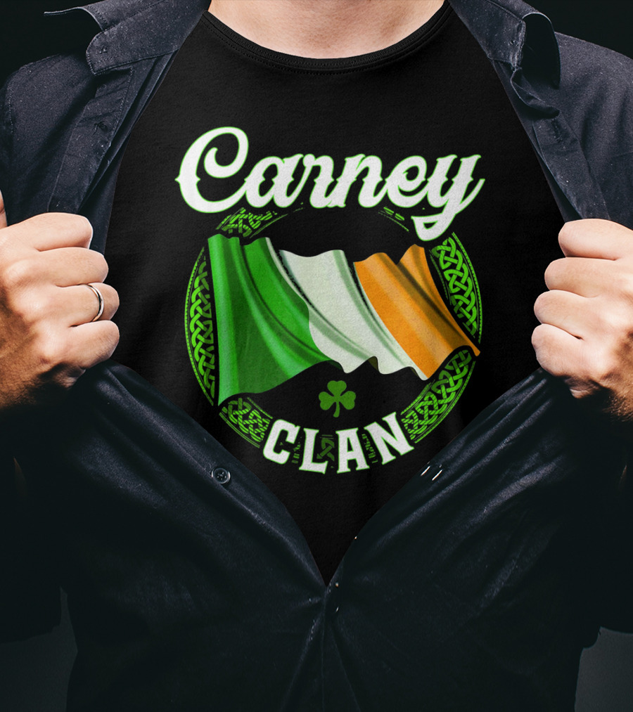 Carney Clan Irish Flag Ireland Celtic Knot Surname T-Shirt