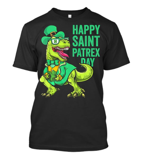 Happy Saint Patrex Day Irish Leprechaun Dinosaur T-Shirt