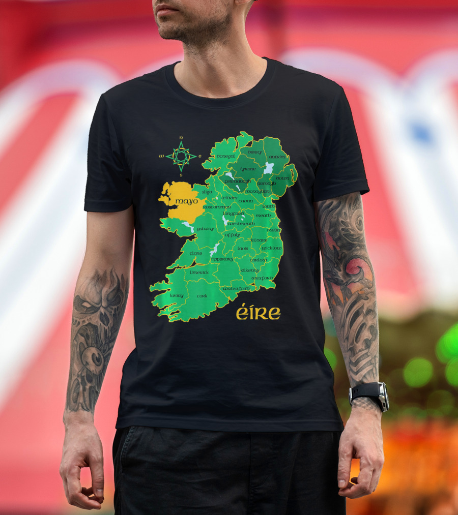 Map of Mayo Éire Ireland Counties with Compass Rose T-Shirt