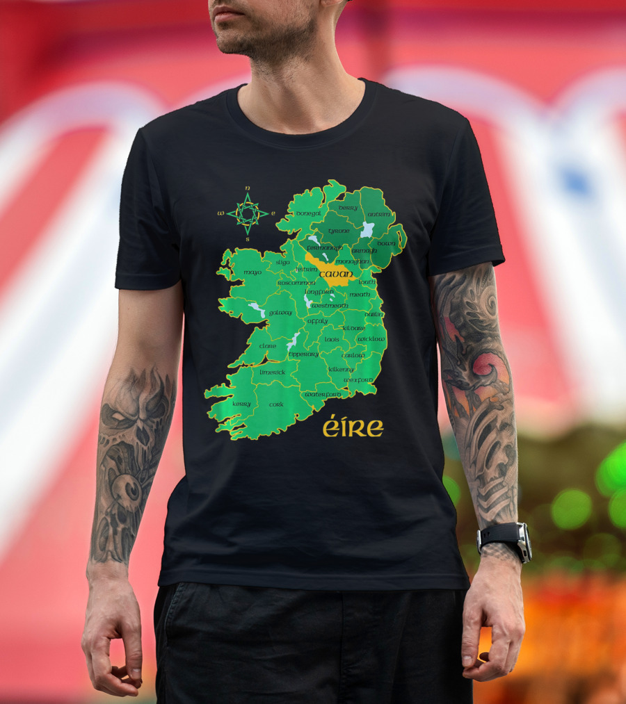 Cavan Éire Irish County Map Ireland T-Shirt