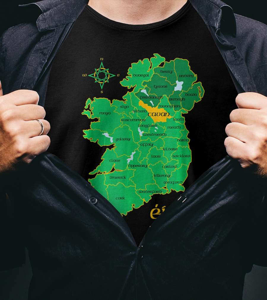 Cavan Éire Irish County Map Ireland T-Shirt