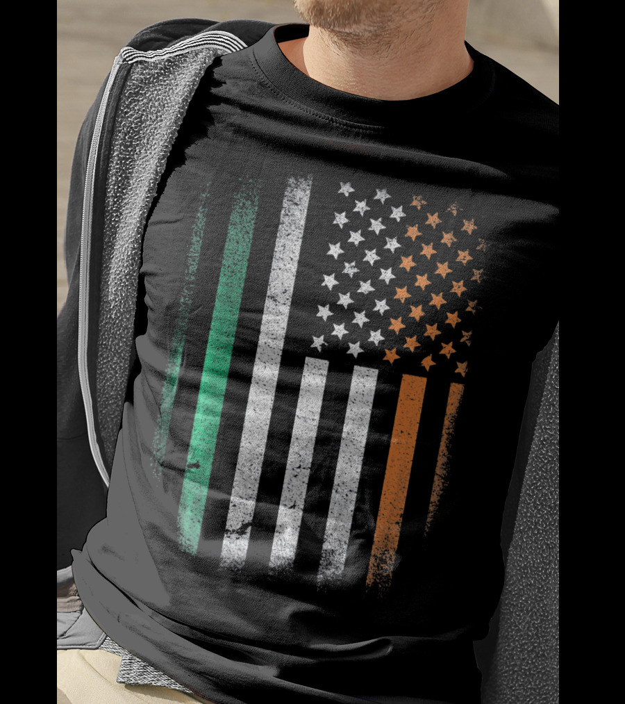 Irish Roots American Born Flag Fusion Ireland USA T-Shirt