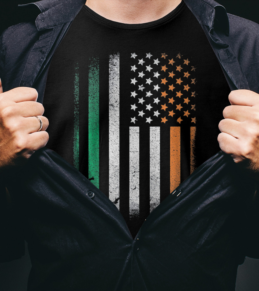 Irish Roots American Born Flag Fusion Ireland USA T-Shirt