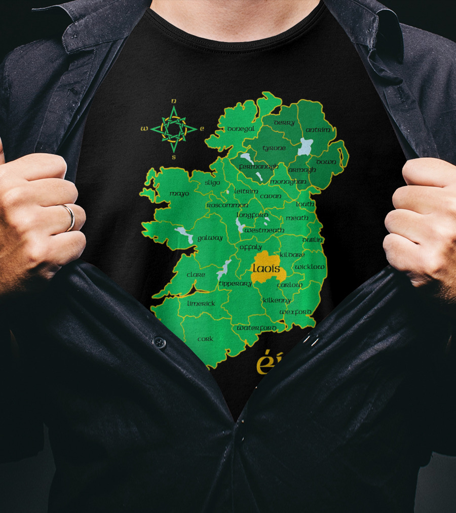Laois Éire Ireland Irish County Map Compass T-Shirt