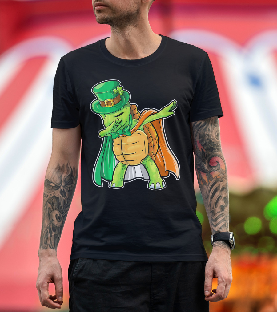 St. Patrick's Day Dabbing Turtle in Leprechaun Hat and Cape T-Shirt