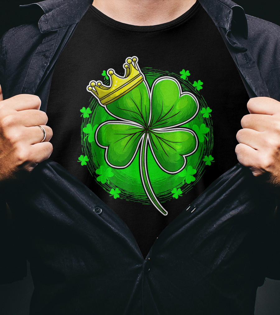 Irish King Queen Shamrock Crown St Patrick's Day Clover T-Shirt