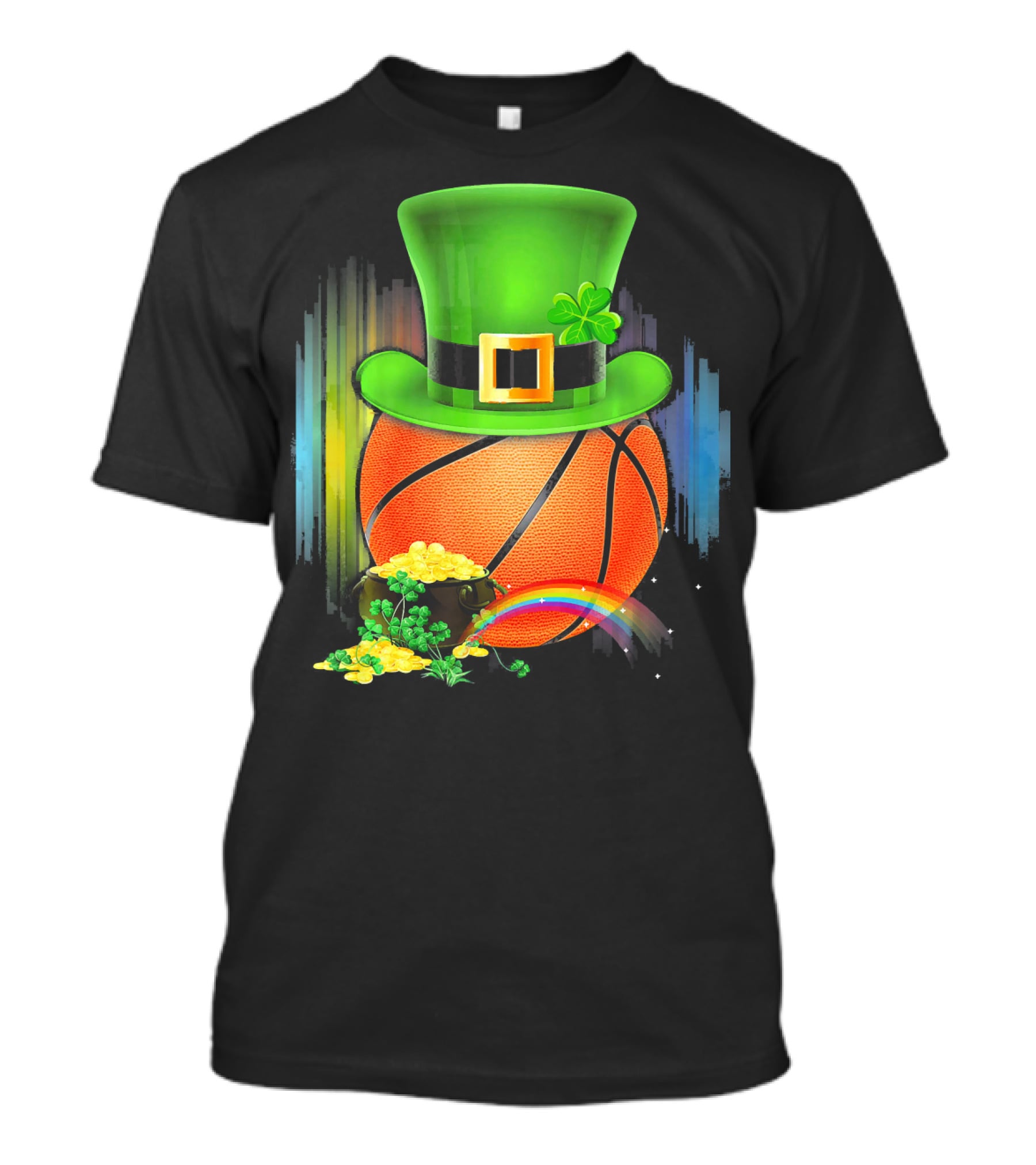 Basketball Leprechaun Hat Coin Rainbow Saint Patrick T-Shirt