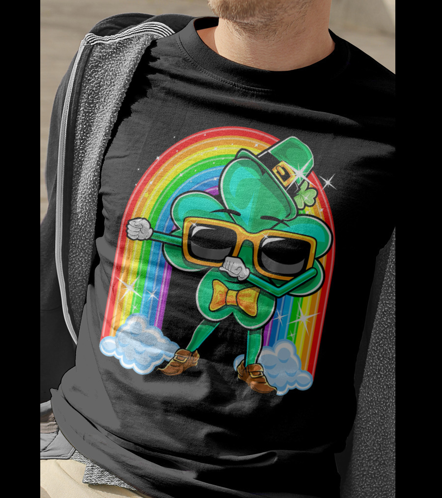 Flossing Shamrock St. Patricks Day Rainbow T-Shirt