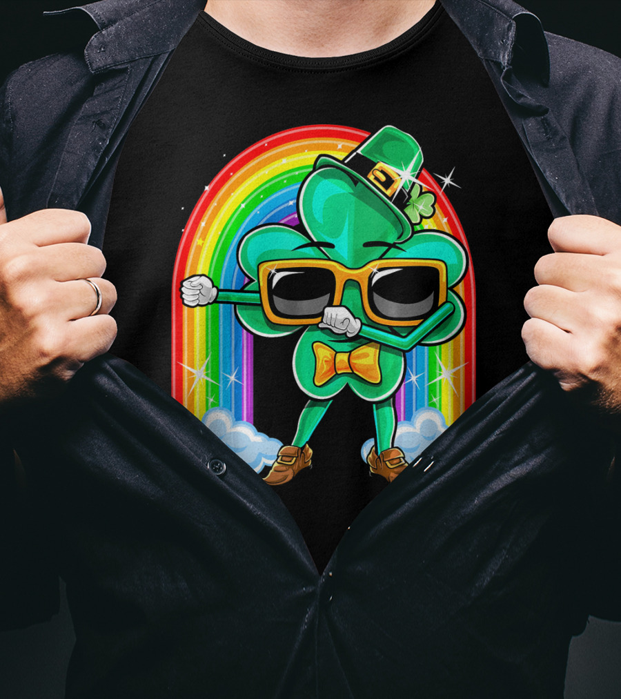 Flossing Shamrock St. Patricks Day Rainbow T-Shirt