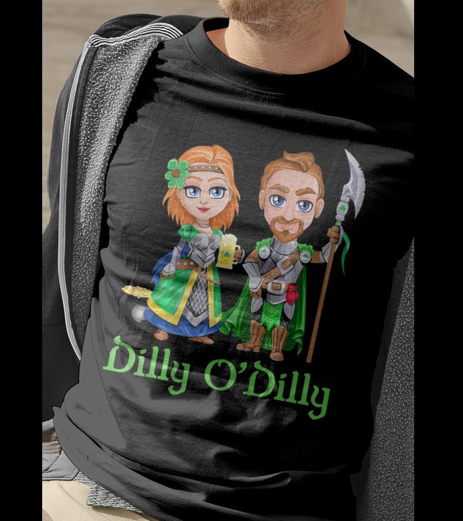 St. Patricks Day Dilly O'Dilly With Fantasy Characters And Shamrock Ale T-Shirt