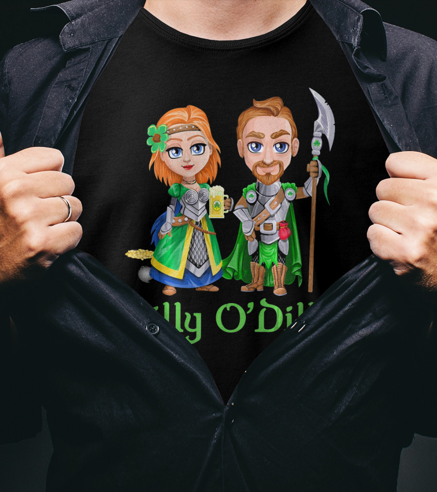 St. Patricks Day Dilly O'Dilly With Fantasy Characters And Shamrock Ale T-Shirt