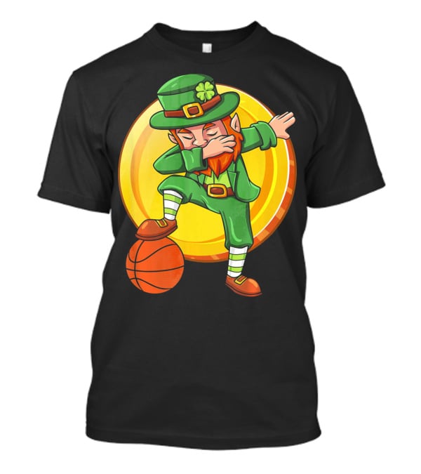 Dabbing Leprechaun Basketball St Patrick Coin T-Shirt