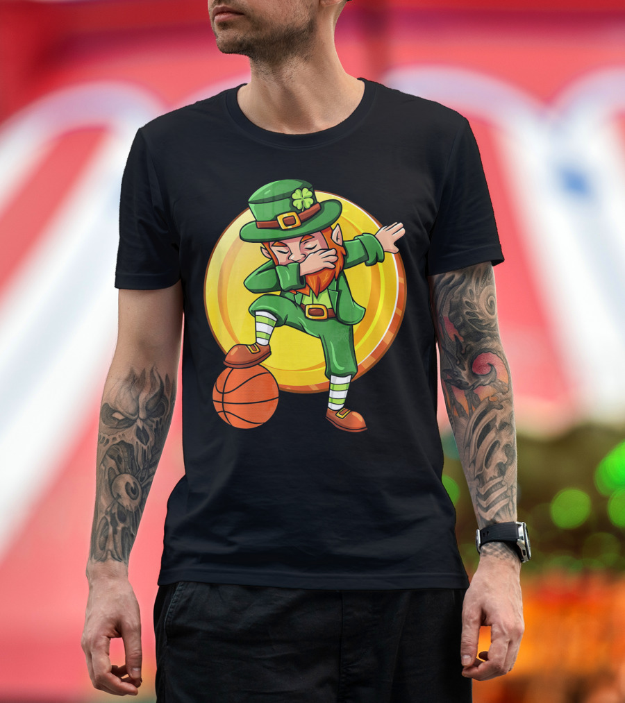 Dabbing Leprechaun Basketball St Patrick Coin T-Shirt