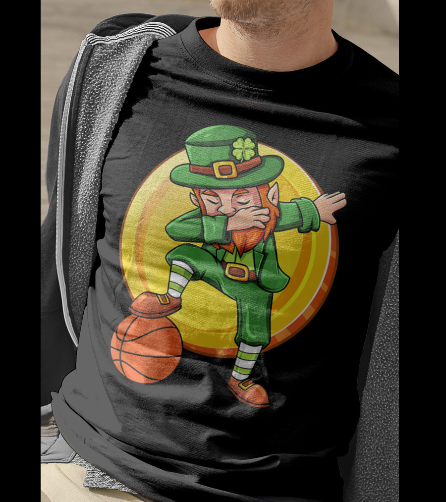 Dabbing Leprechaun Basketball St Patrick Coin T-Shirt