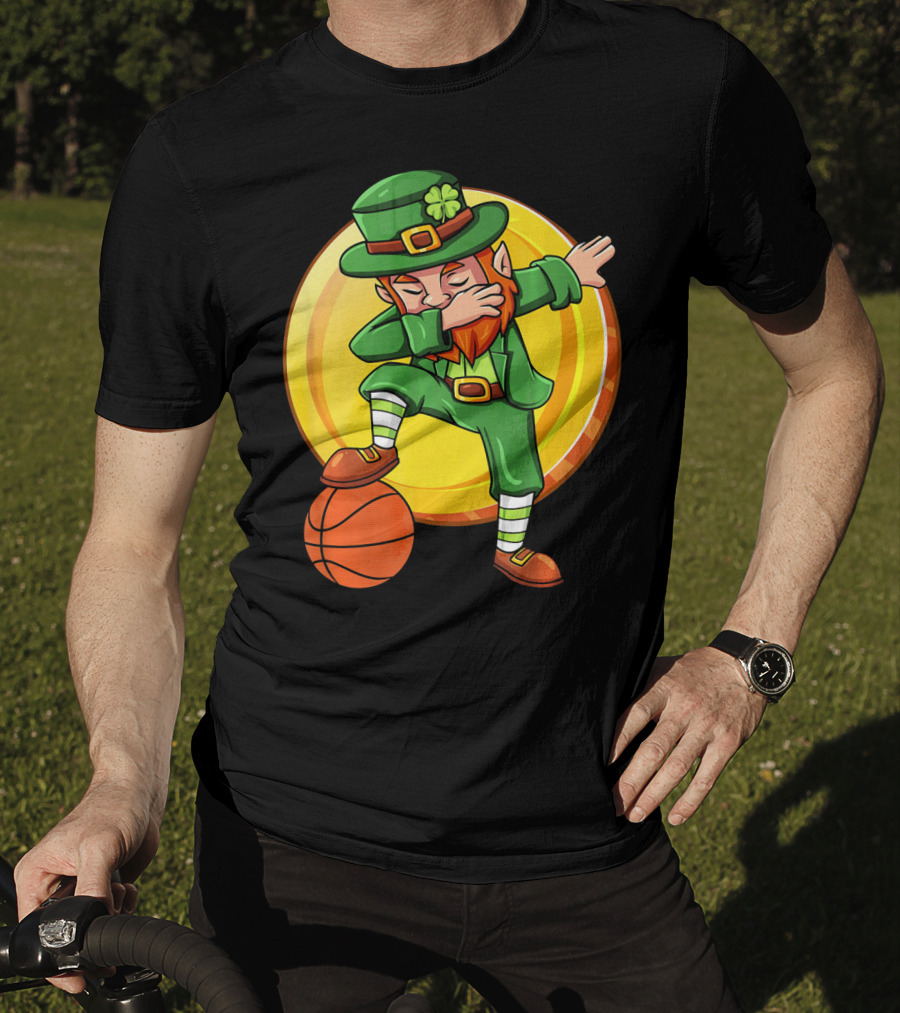 Dabbing Leprechaun Basketball St Patrick Coin T-Shirt