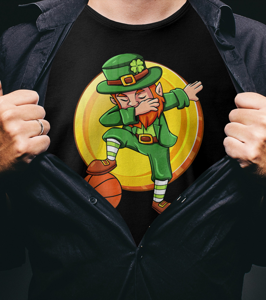 Dabbing Leprechaun Basketball St Patrick Coin T-Shirt