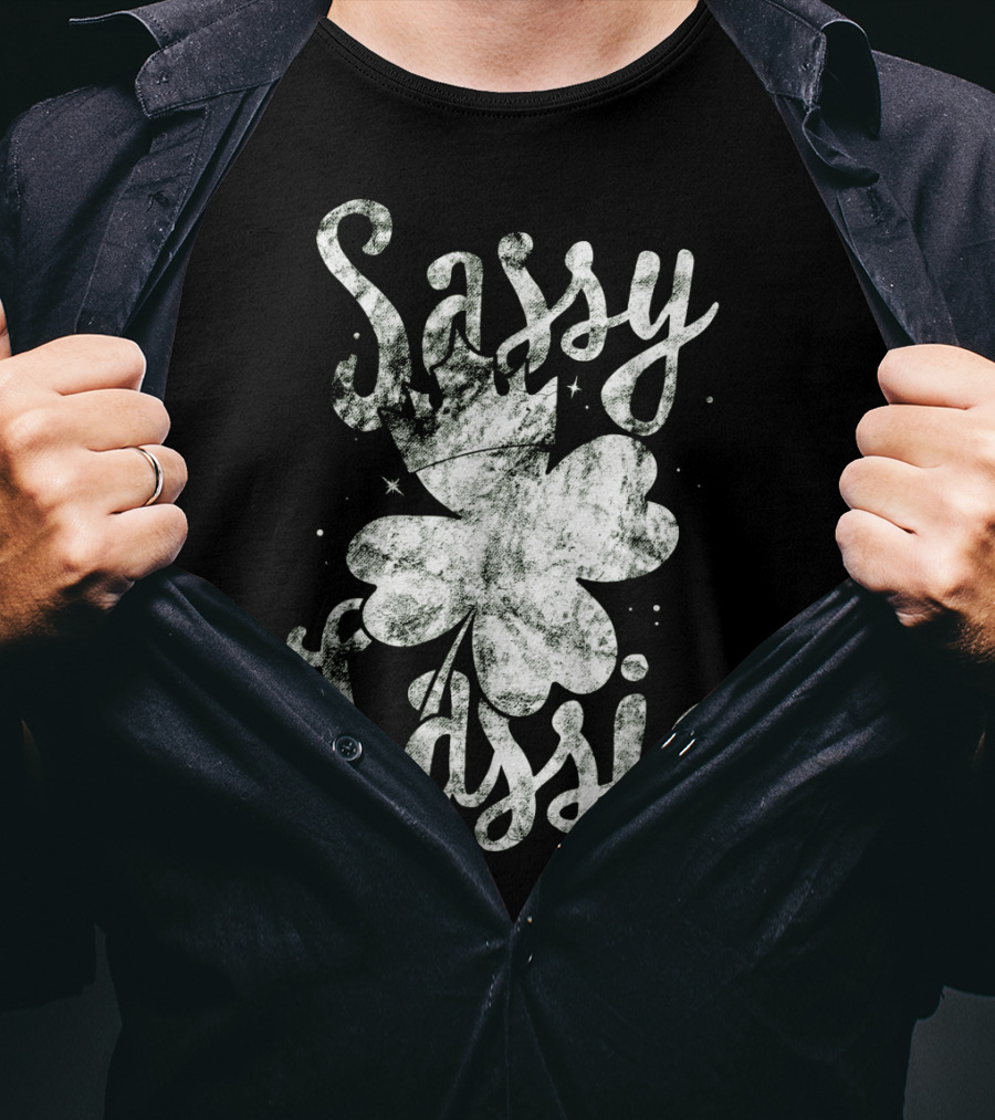 Sassy Lassie St Patricks Day Shamrock Crown T-Shirt