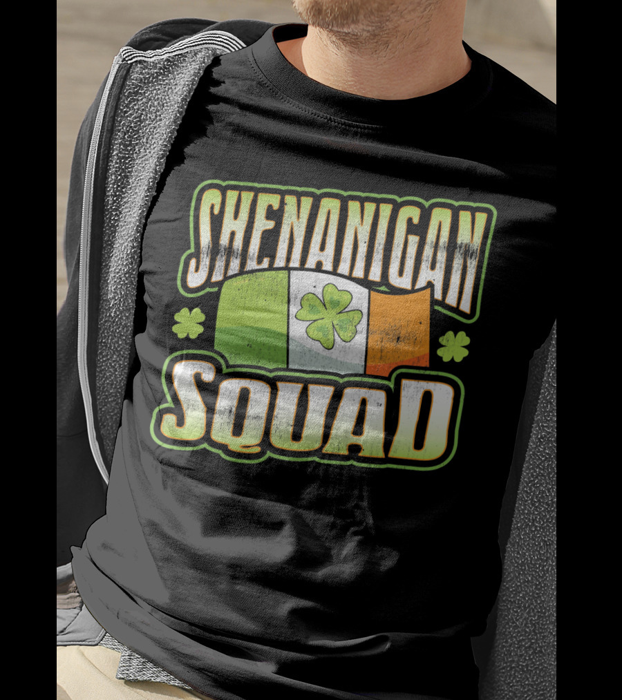 Shenanigan Squad Irish Flag Clover Retro T-Shirt