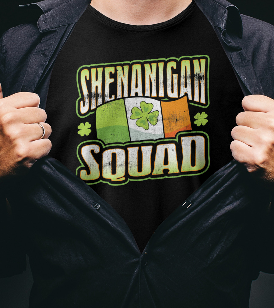Shenanigan Squad Irish Flag Clover Retro T-Shirt