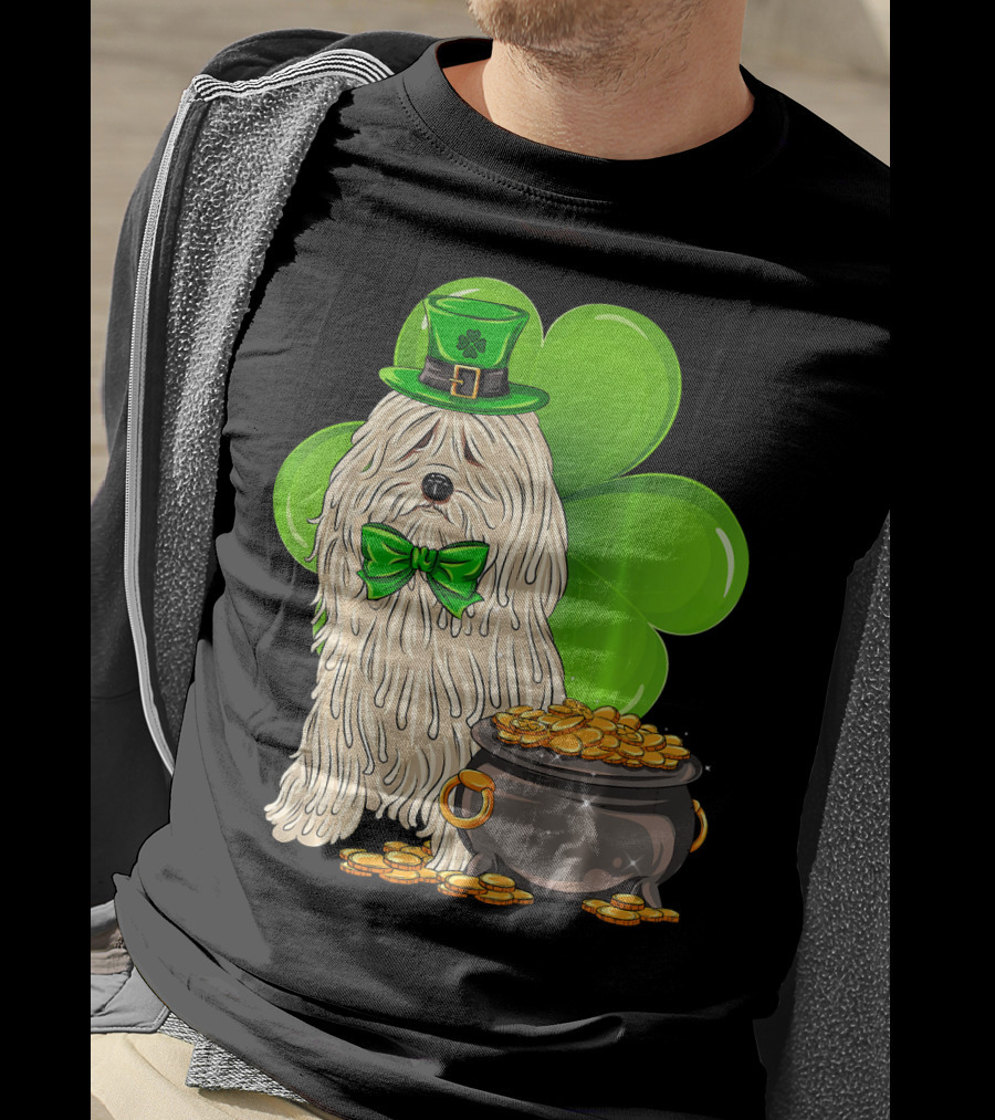 Puli Dog St Patricks Day Leprechaun With Pot Of Gold And Shamrock T-Shirt