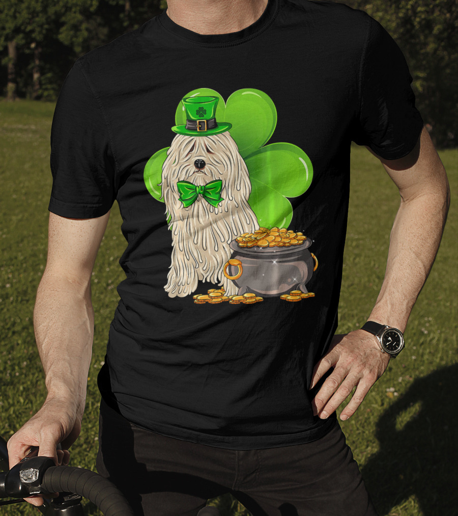 Puli Dog St Patricks Day Leprechaun With Pot Of Gold And Shamrock T-Shirt