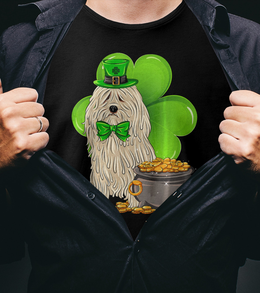 Puli Dog St Patricks Day Leprechaun With Pot Of Gold And Shamrock T-Shirt