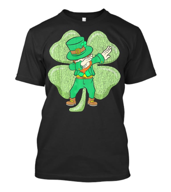 St. Patrick's Paddy's Irish Dabbing Leprechaun With Shamrock T-Shirt