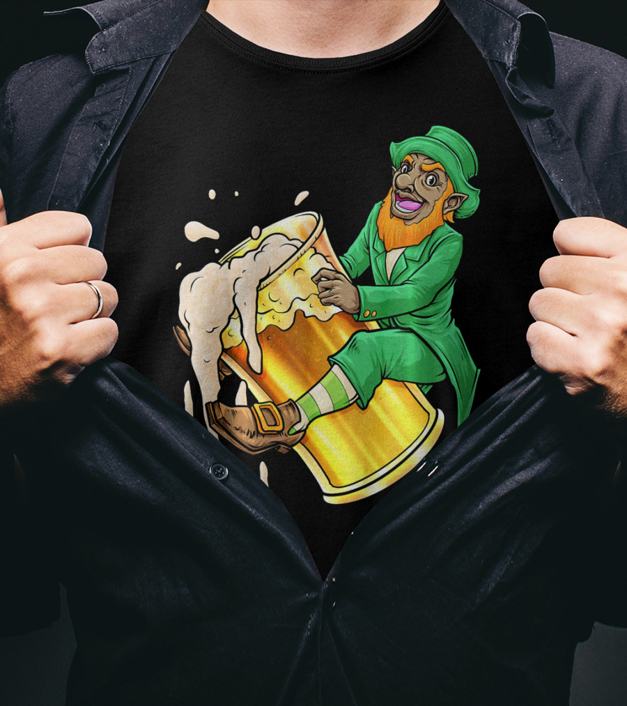Black Leprechaun Beer African Amer T-Shirt
