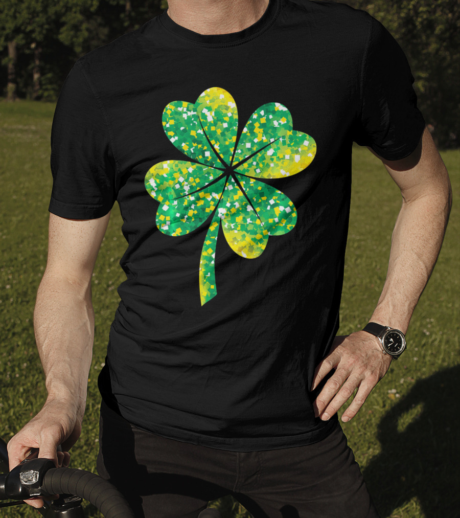 St Patricks Day Green Shamrock 4 Leaf Pattern College T-Shirt