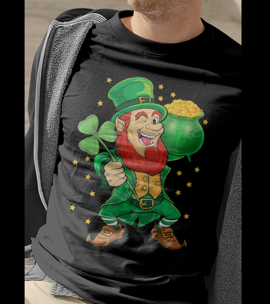 St Patricks Day Leprechauns Pot Of Gold And Shamrock T-Shirt