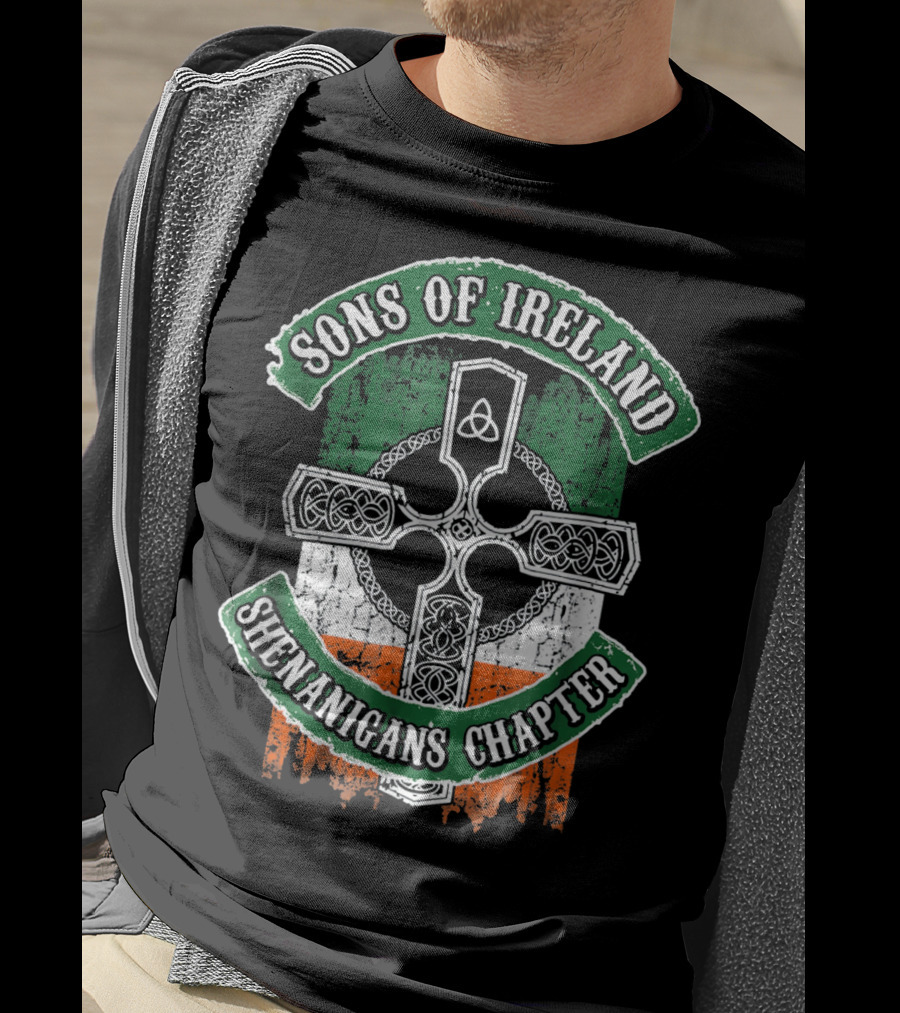 Sons Of Ireland Celtic Cross Flag Shenanigans Chapter T-Shirt