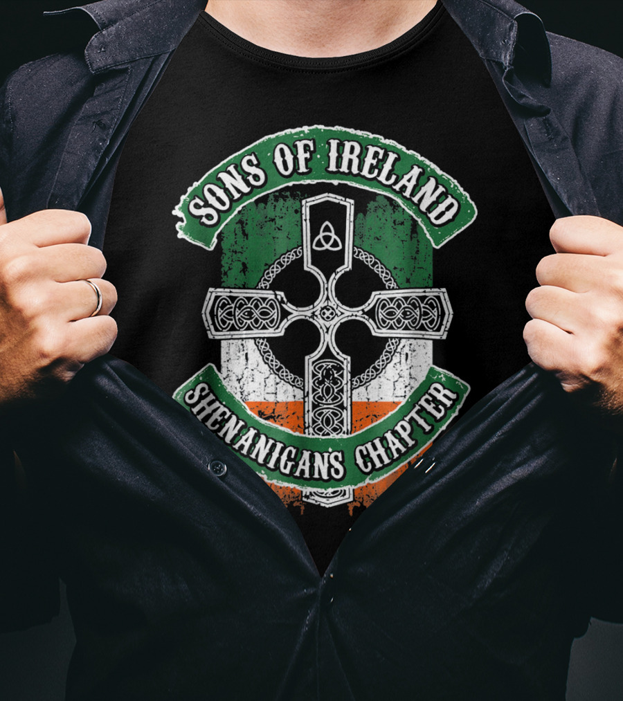 Sons Of Ireland Celtic Cross Flag Shenanigans Chapter T-Shirt