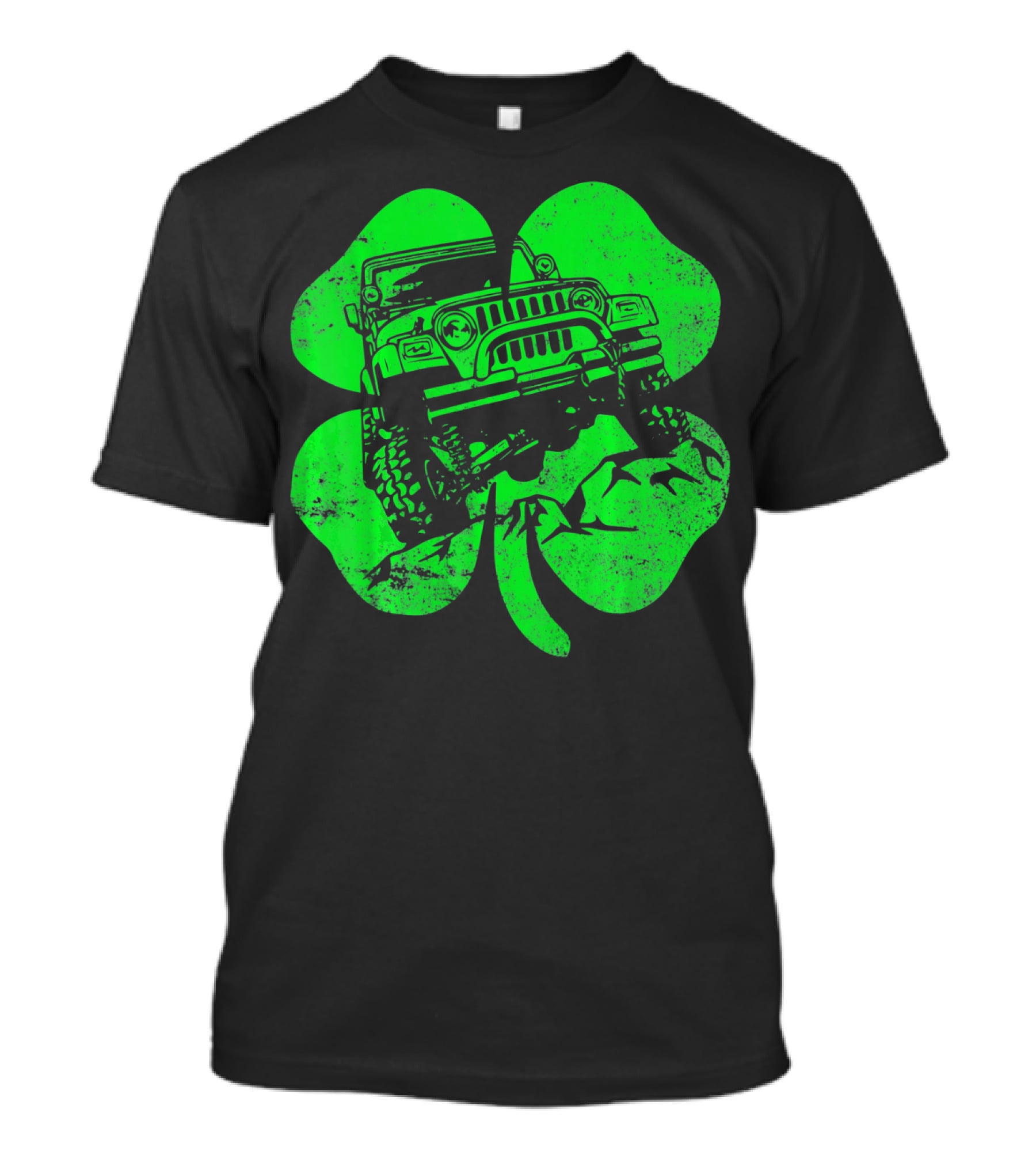 Jeep St Patricks Distressed Off Road Clover T-Shirt