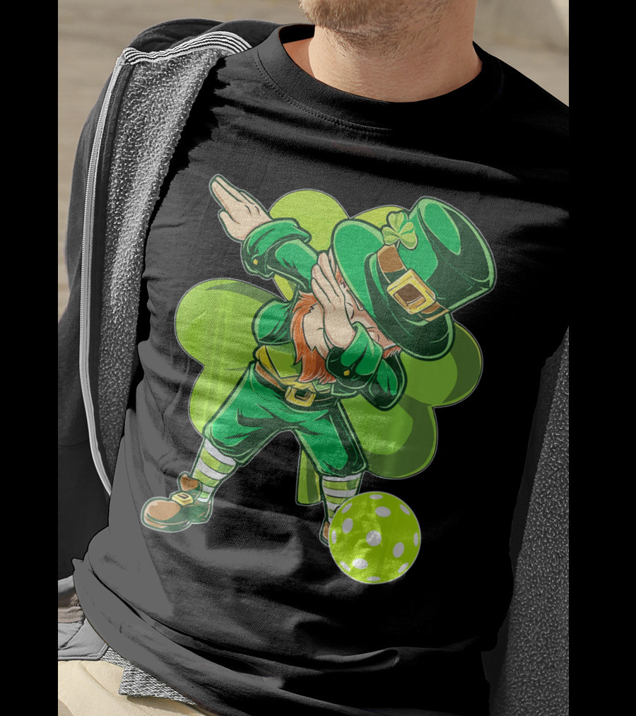 Funny Dabbing Leprechaun Pickleball Sport T-Shirt