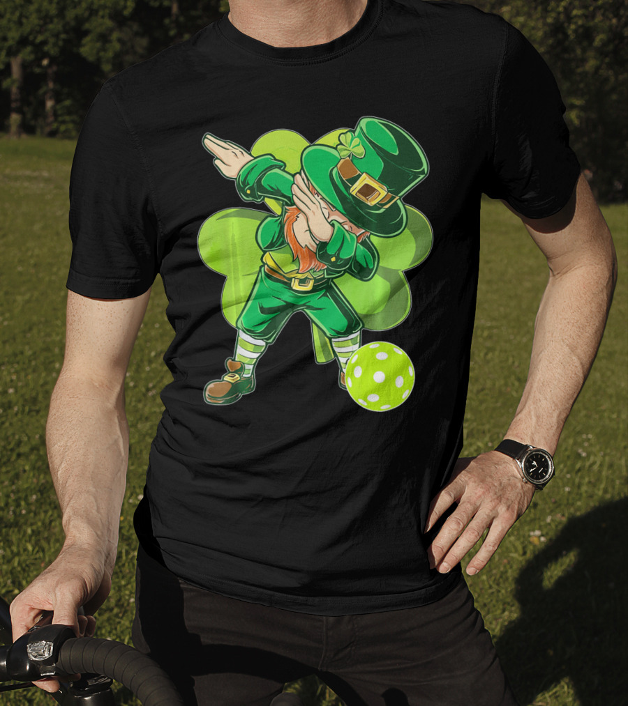 Funny Dabbing Leprechaun Pickleball Sport T-Shirt