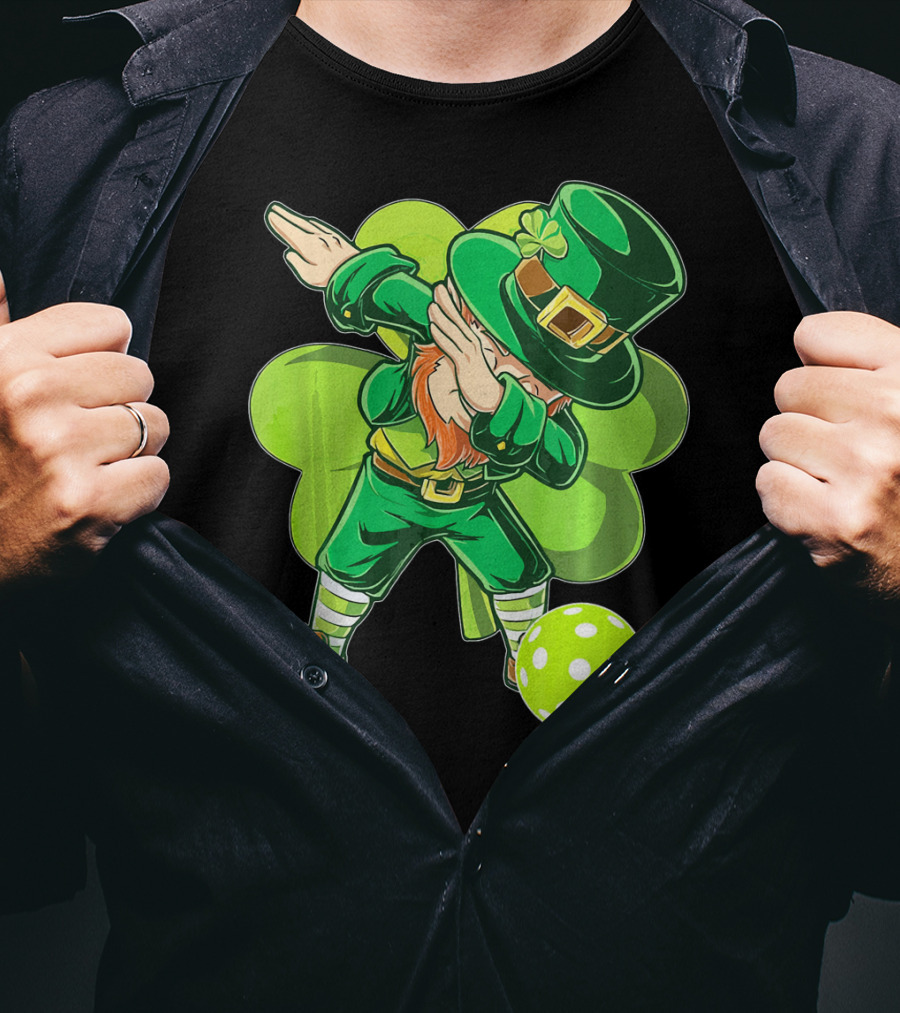 Funny Dabbing Leprechaun Pickleball Sport T-Shirt