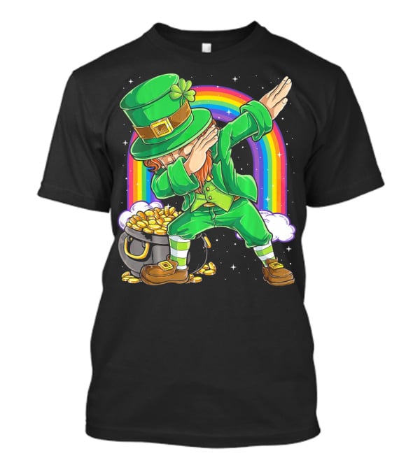 Dabbing Leprechaun Rainbow Pot Of Gold St Patricks T-Shirt