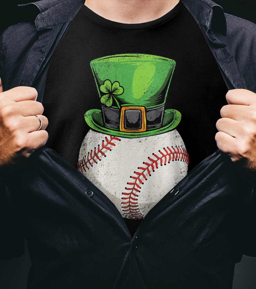 St Patricks Baseball Leprechaun Shamrock Hat T-Shirt
