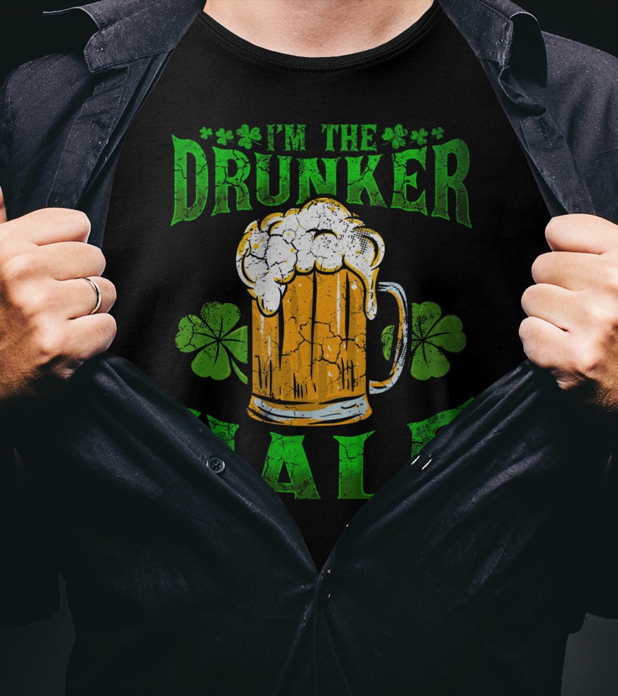 I'm The Drunker Half Beer Mug Shamrocks T-Shirt