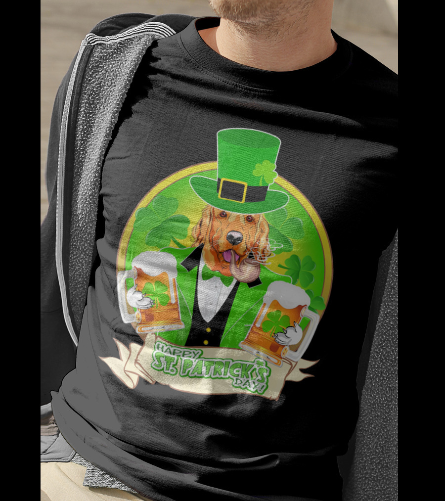 Happy St. Patrick's Day Golden Retriever Beer Fest T-Shirt