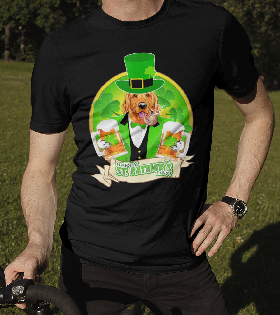 Happy St. Patrick's Day Golden Retriever Beer Fest T-Shirt