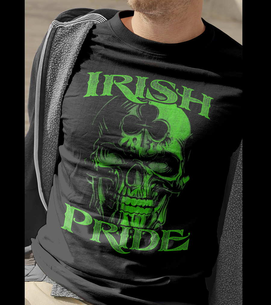Irish Pride Shamrock Skull T-Shirt