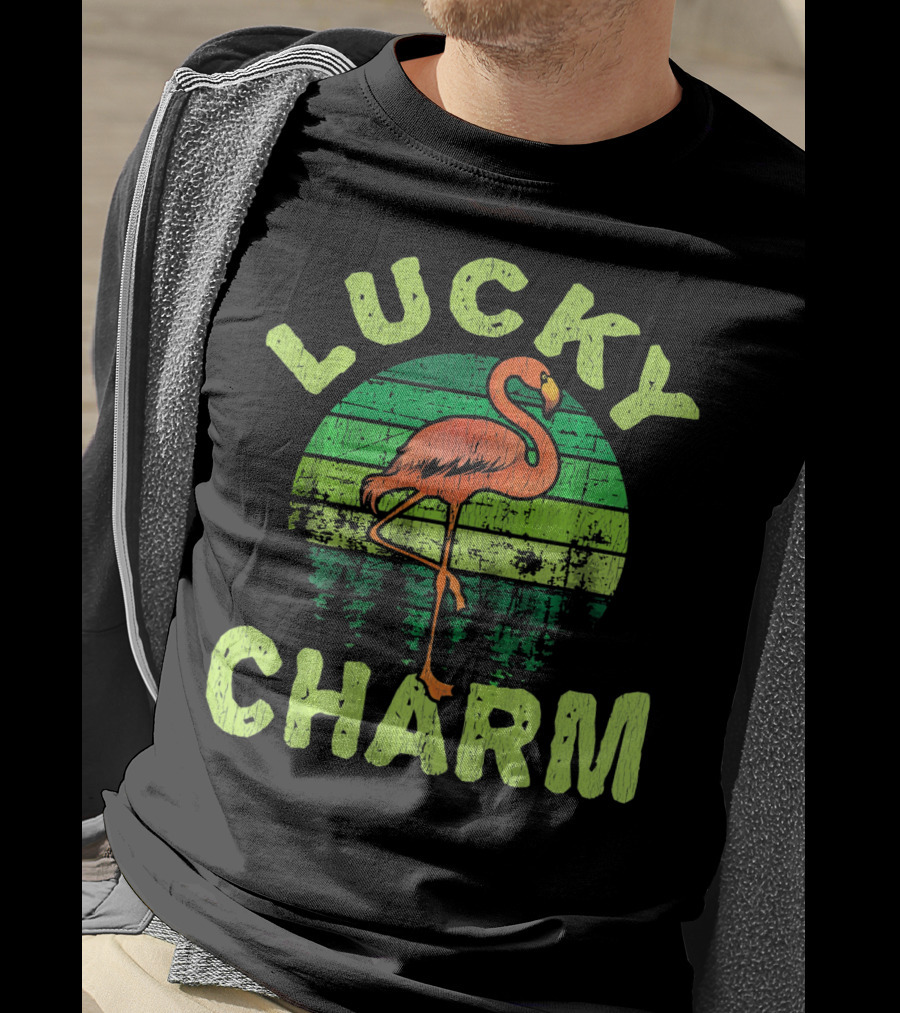 Lucky Charm Flamingo Vintage Bird Lovers T-Shirt