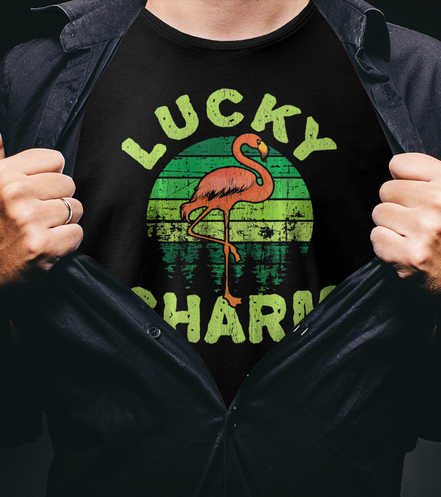 Lucky Charm Flamingo Vintage Bird Lovers T-Shirt
