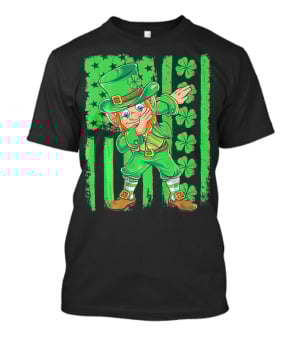 St Patricks Day Leprechaun Dab Shamrock Flag T-Shirt
