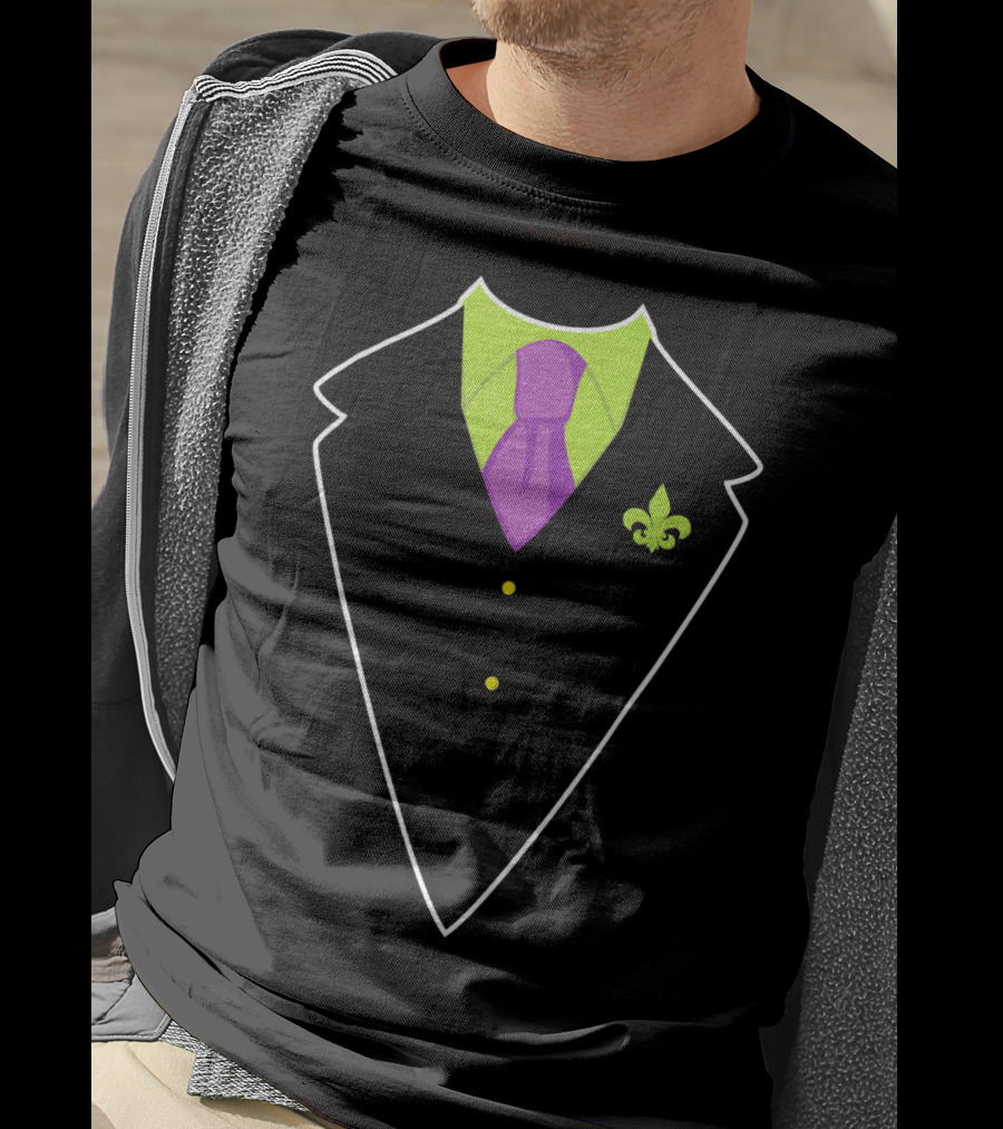 Mardi Gras Fat Tuesday Costume With Fleur-de-Lis Suit T-Shirt