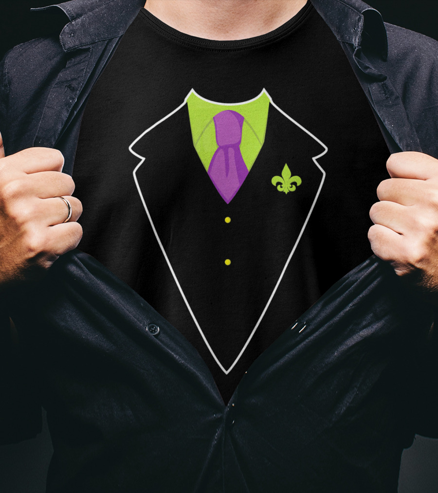 Mardi Gras Fat Tuesday Costume With Fleur-de-Lis Suit T-Shirt