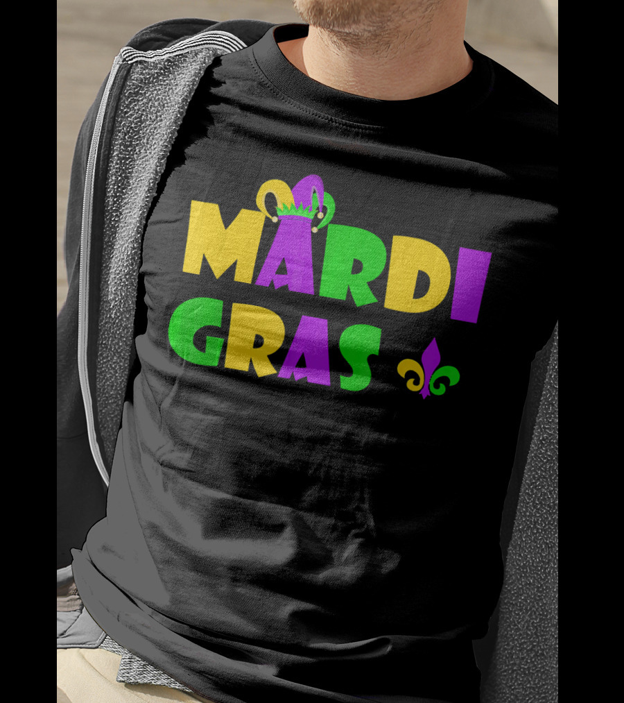 Mardi Gras Fun Party With Crown And Fleur-de-Lis T-Shirt